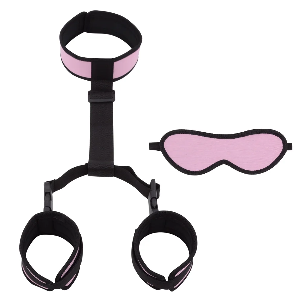Gelances SM Bondage Back Hand Collar Handcuffs With Eye Patch Female Slave Adult Sex Toy Handcuffs Collar BDSM Other Sex Toy