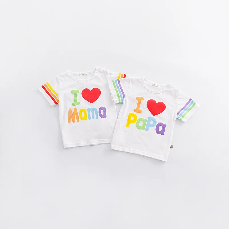 Wholesale 1 Dollar Clothes Pima Cotton I Love Mamas and Papas White Baby T Shirts