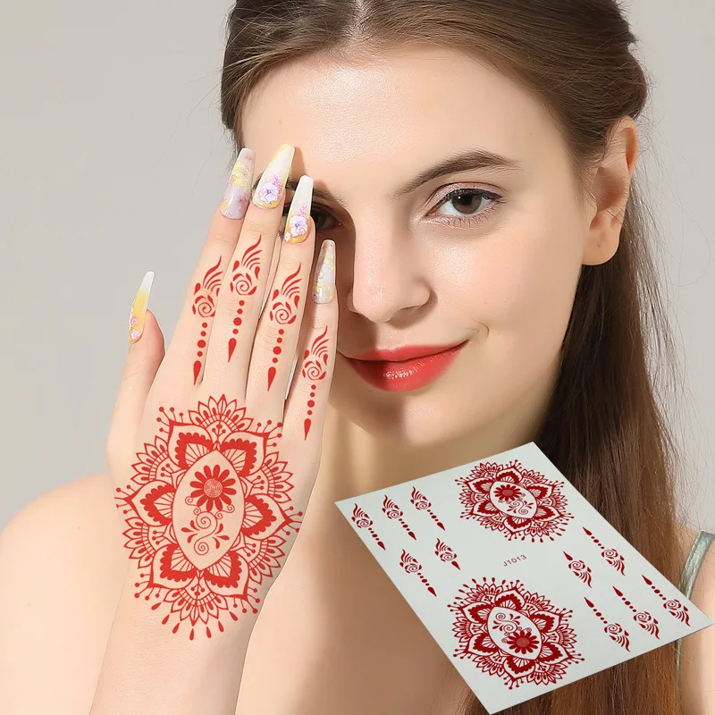 Beauty sticker henna tattoo sticker temporary black white red henna hand tattoo sticker