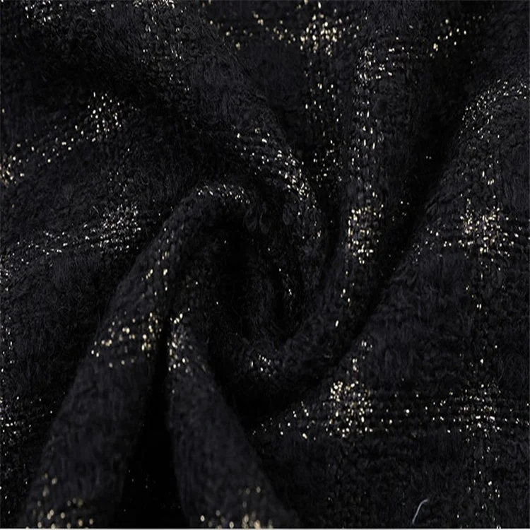 Hign Quality Gold Wire Mesh Fabric Woolen Woven Tweed Fabric Fashion Classic Bags Shoes Hats