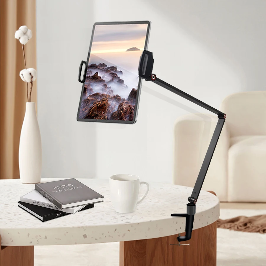 Factory custom clamp base design desktop use flexible angle adjustable phone stand