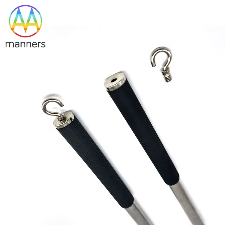 Custom length extension tube tools stainless steel aluminum telescopic pole with metal hook clasp
