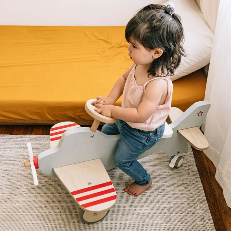 Asweets Toddler  Rocking House Kids Plane Wooden Raiding Horse Toy