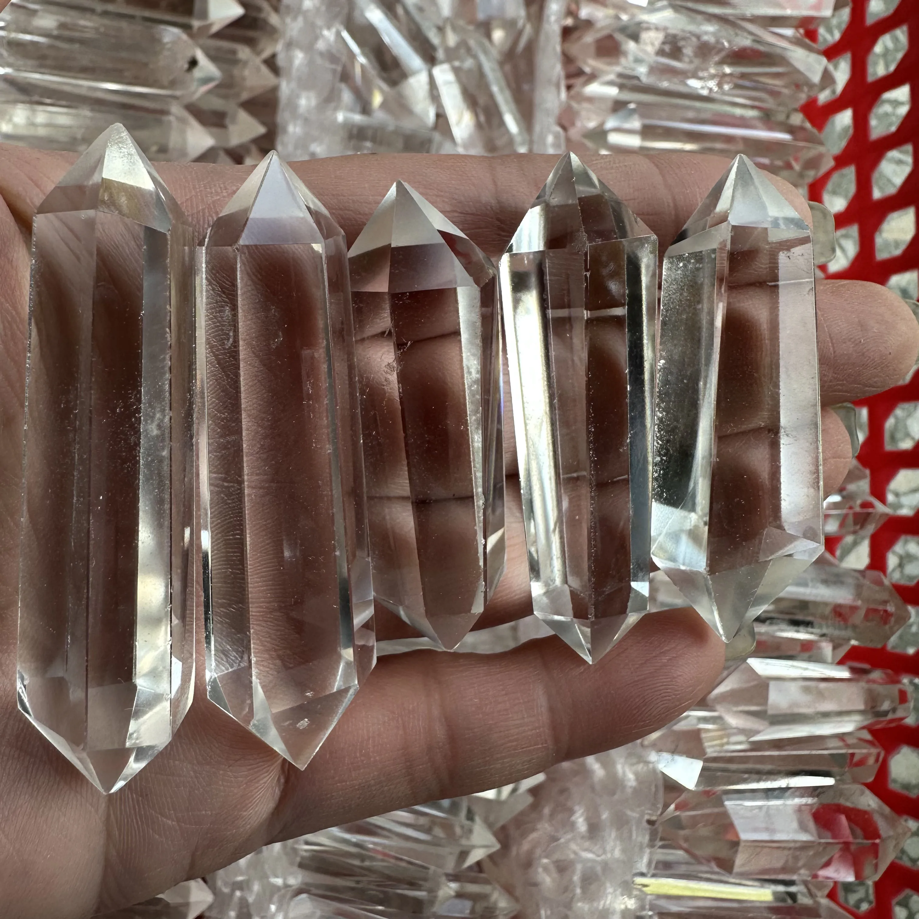 High Quality Clear Quartz Crystal Wand Tower Feng Shui Style Natural Transparent Double Point Terminated Stone Spiritual Decor