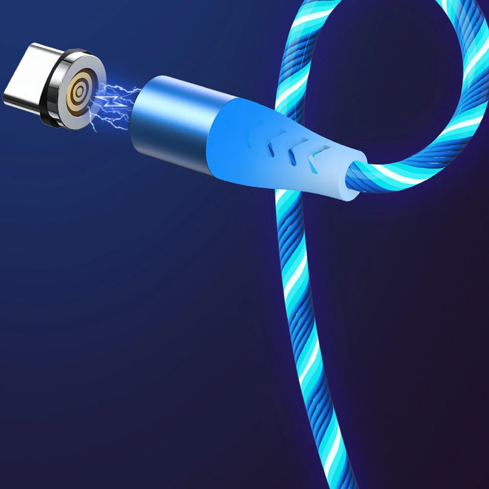 Оптовая продажа недорогой Магнитный зарядный Usb-кабель 3 в 1 со светодиодной подсветкой Micro Usb Тип C Дата-кабель высокого