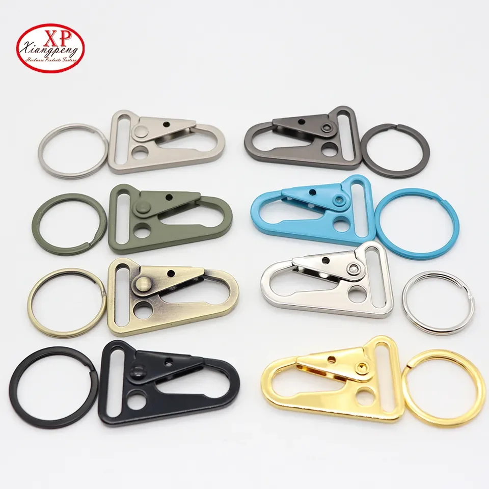 China factory zinc alloy backpack sling hook key chain fitting black snap hook support customized logo