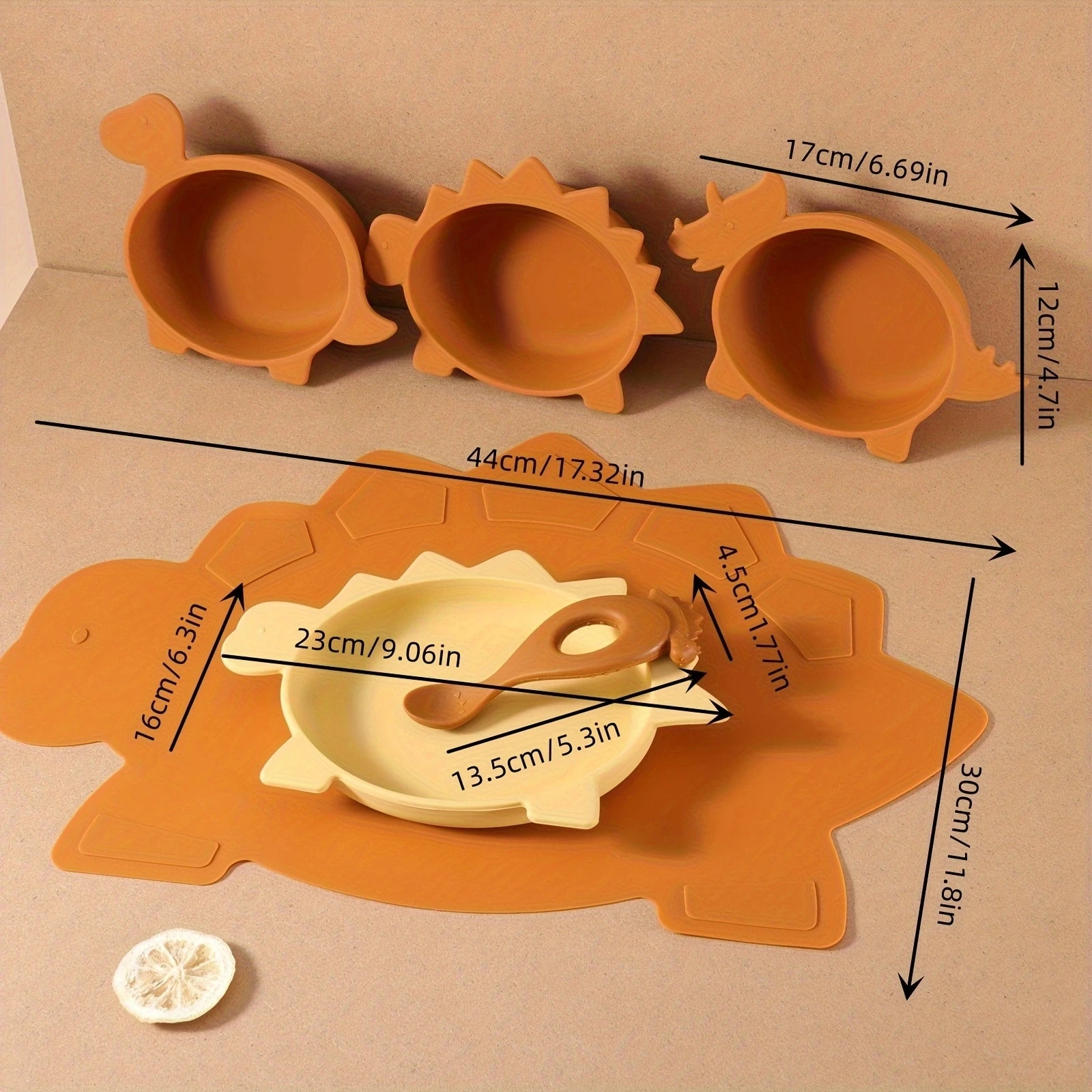 Wholesale Food Grade Silicone Dinosaur Shaped Cute Baby Plate Divided Baby Feeding Dino Bowl