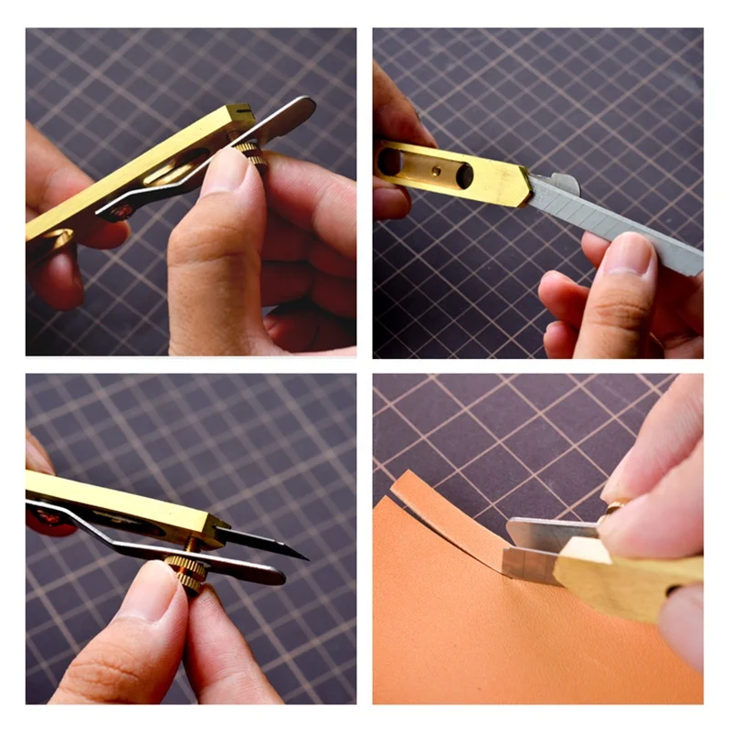 DIY Cutting Knife Brass Leather Craft Cutter Copper Trimming Knife Cutting Tool