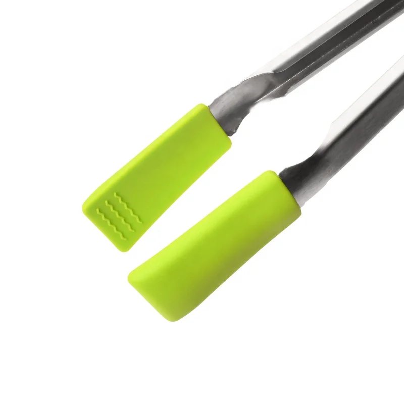 Customized Low MOQ Silicone Food Tong BBQ Grill With Rubber Handle Lock For Kitchen