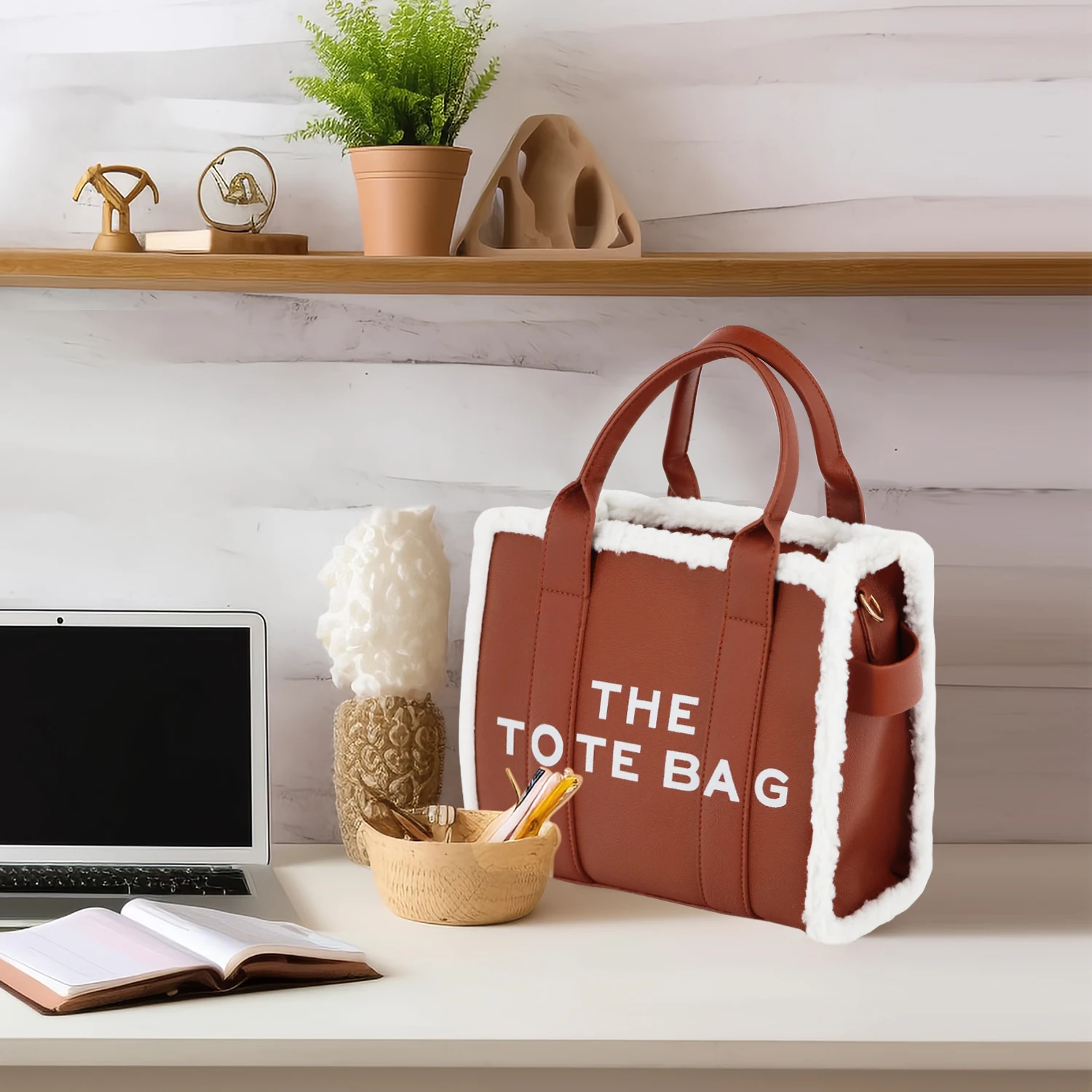 PU leather Teddy handbag winter woven Teddy Tote Shoulder tote bag