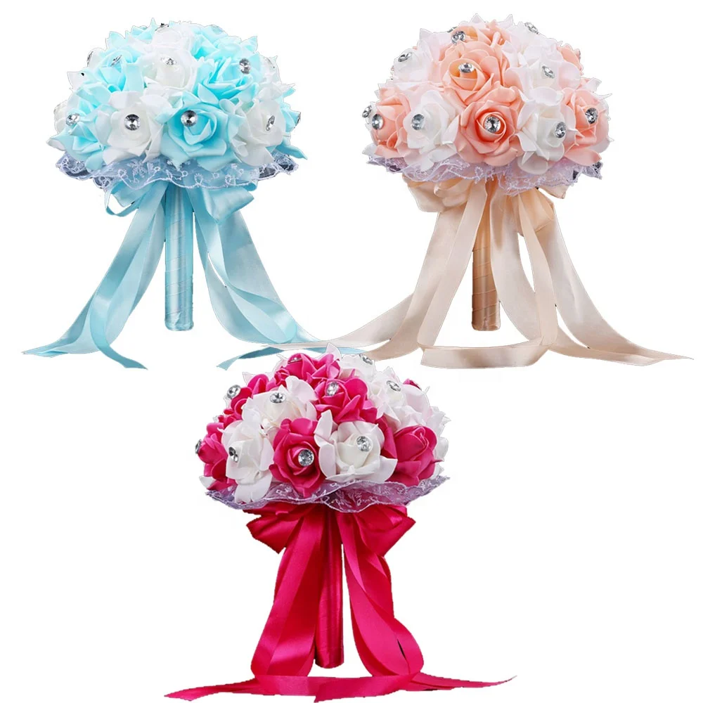 Bride Rose Flowers Wedding Decorative Hand Flowers Bouquet For Wedding Party Bridesmaid Decoration Flower