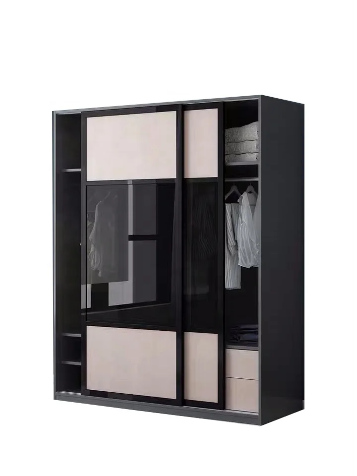 Modern Simple Hotel Home Living Room Bedroom Furniture Sliding Door Storage Closet Wooden Cabinet Wardrobe