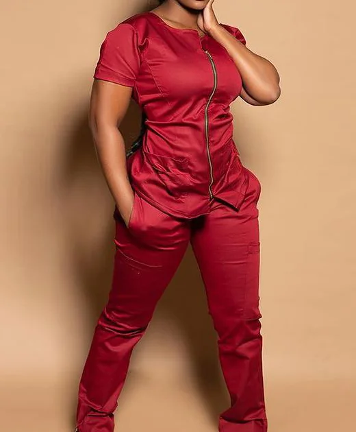 Top Quality Nurses Medical Uniforms Breathable Stretchable Zip Scrubs Suit Uniforms Women Scrubs Set Nursing Hospital Uniform