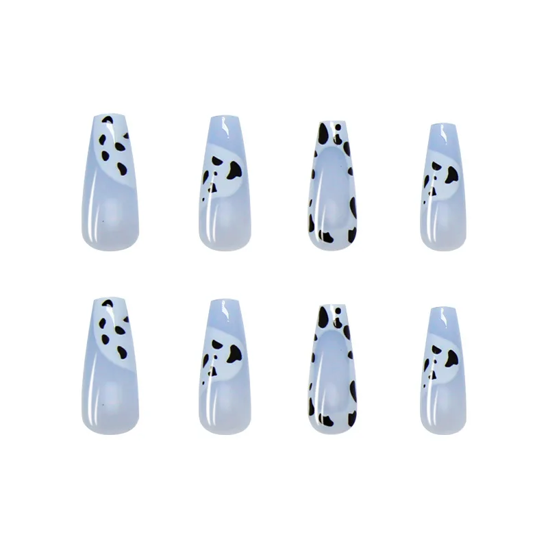 Custom Full Cover Cow Print Press On Nails French Design Long Ballet 3D Butterfly Coffin False Nails