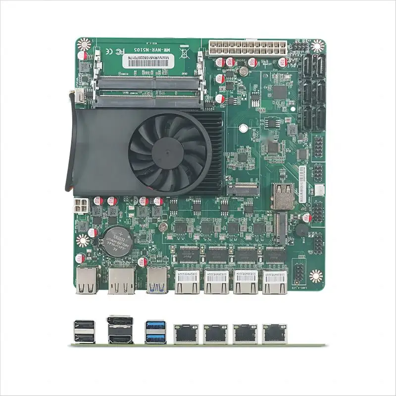 NAS Motherboard Celeron N5105 Mini ITX Industrial 17x17CM Intel i226-V 2.5Gbps 4*LAN 2*M.2 NVMe 6*SATA3.0 Soft Routing Mainboard