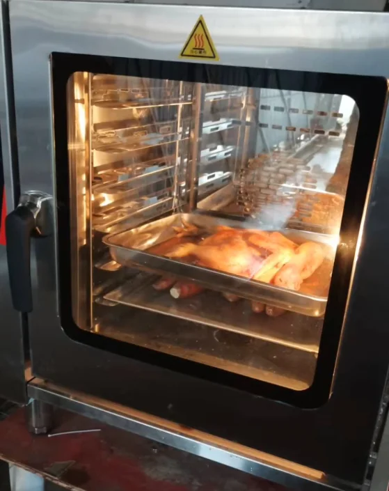 Commercial 4 5 6 10 tray GN pan mini countertop combo slim convection used steam injected bread water boiler combi oven steamer