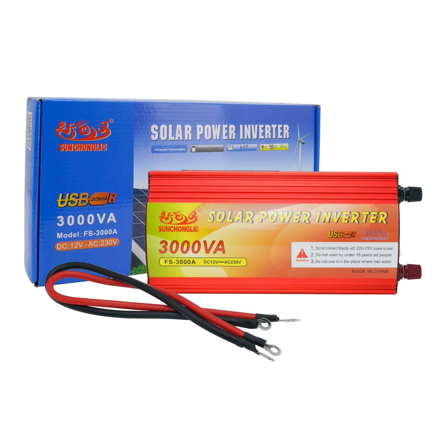 Sunchonglic inverter 3000w dc 12v to ac 220v power inverter 12 volt to 220 volt 3000va modified sine wave inverter