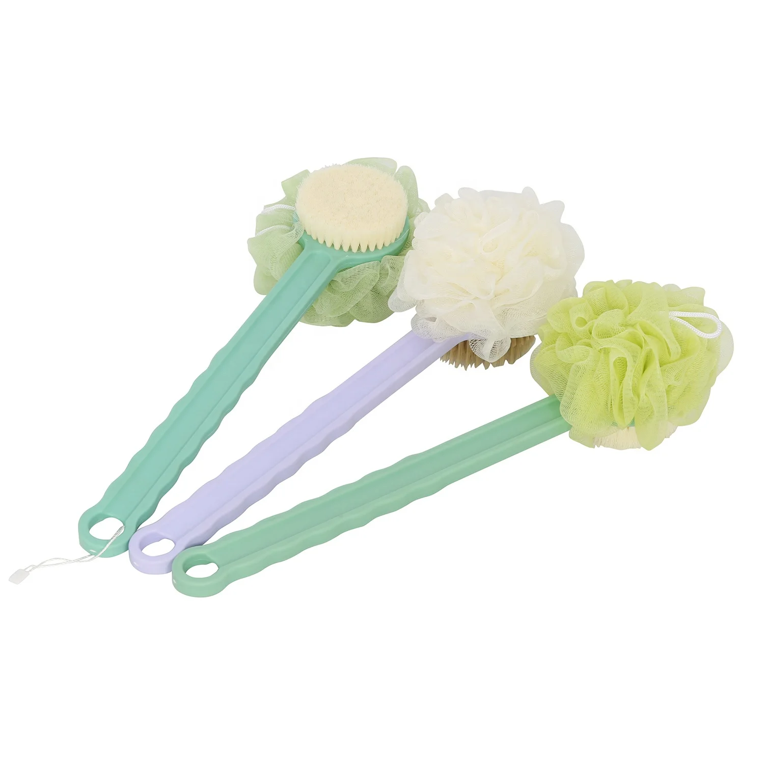 Wholesale colorful body sponge bath shower massage brush with long handle products