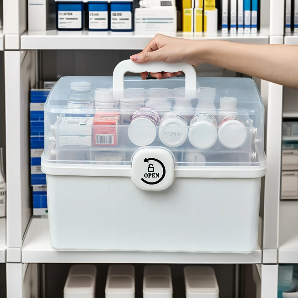 Family Medicine Box Layer Pill Storage Box Household Box for Family Use and Baby Care