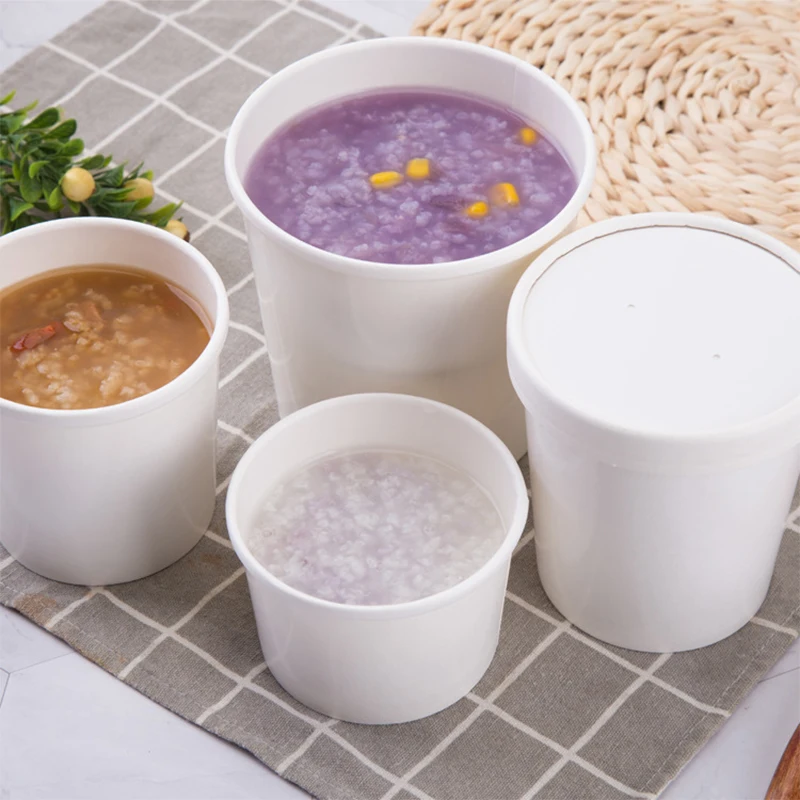 Logo Printed Disposable Paper Coffee Cups Salad Bowl With Lid Karton Bardak Foodcontainer Box Papercup Greaseproof Papper Cup