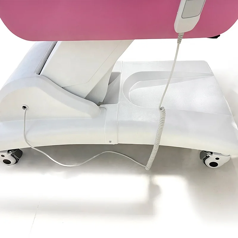 Clinic Electric Gynecological Examination Chair Pink Color Gynecological beds 3 Motors With Wheels Gynecological Exam Bed