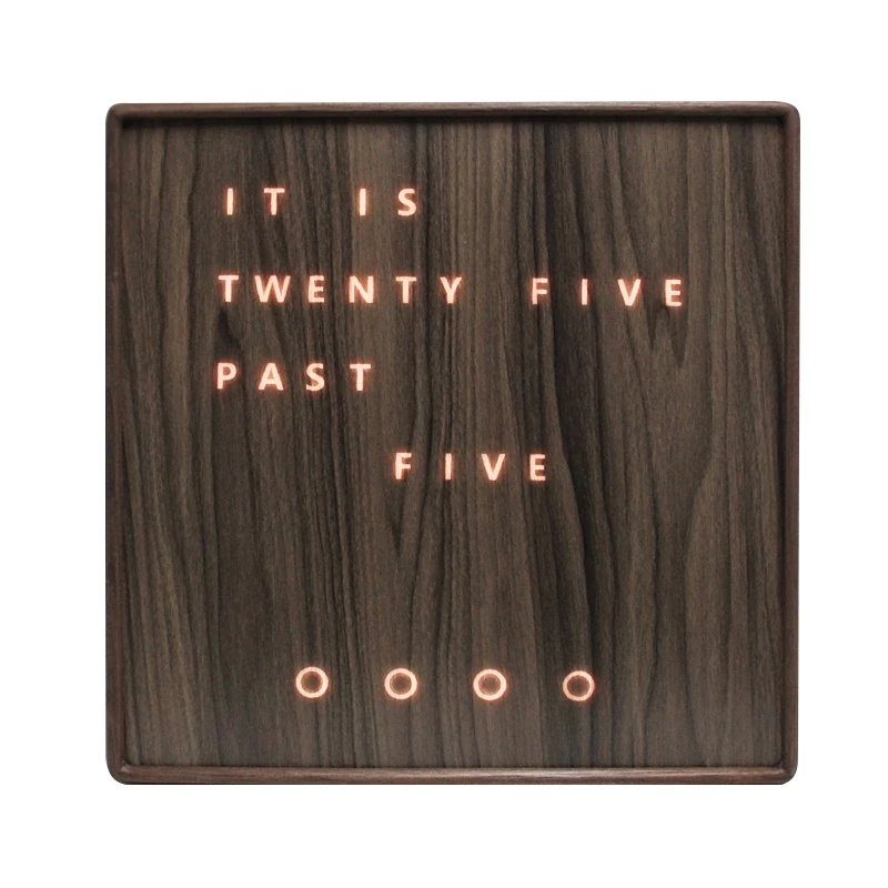 CP037 New Design Classic Large LED English French Text Display LED Wooden Wall Clock For Home Decor