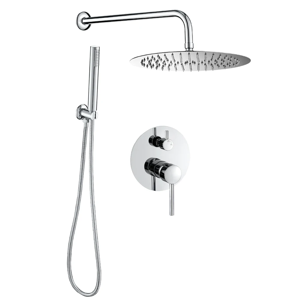 
silver color wall mounter bathroom hidden concealed recessed shower faucets sets 