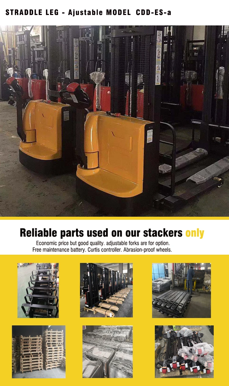 CDDE High Quality Walking Full DC Motor Reach Stacker Forklift 1.5 ton Electric Pallet jack Stacker