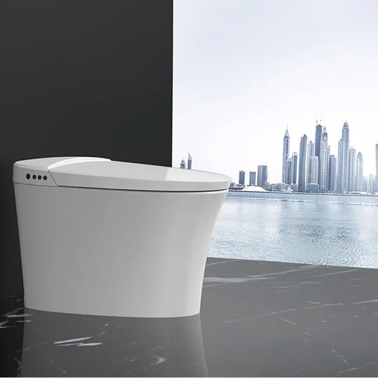 Hotel one piece tankless ceramic electric intelligent smart toilet with bidet