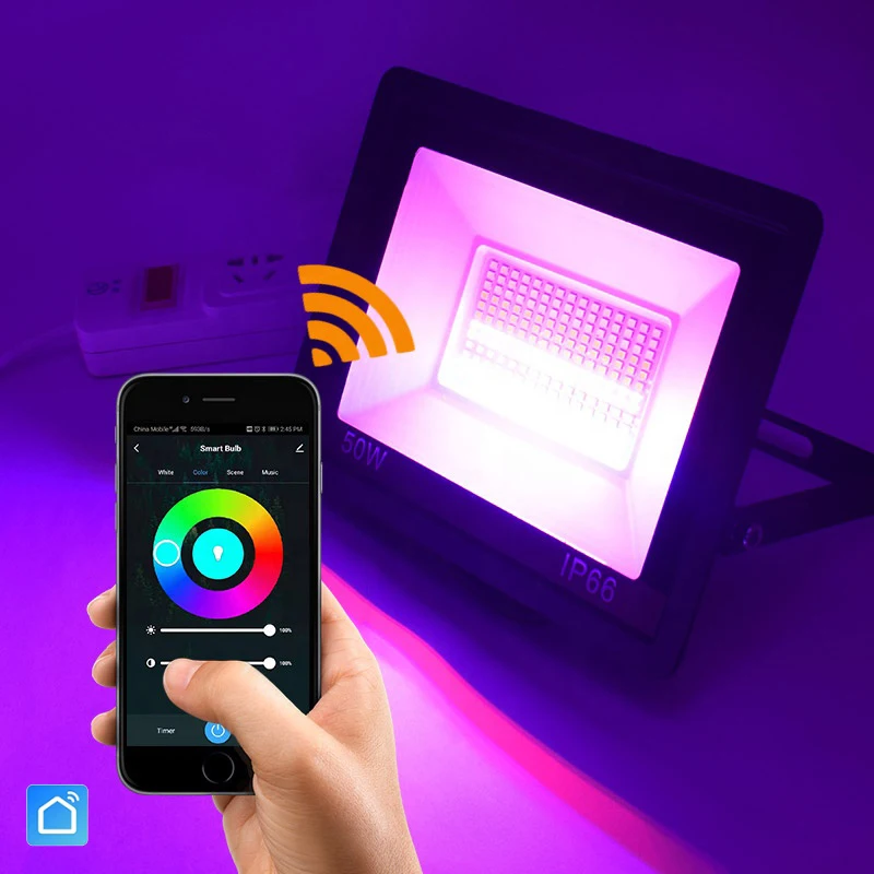 Tuya Smart IP66 Waterproof 30W Outdoor RGB WiFi Flood Light Dimmable Remote Control For Park Have Voice Control