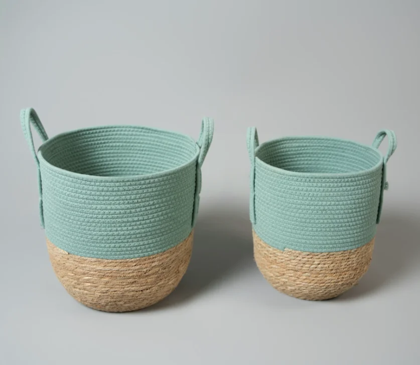 Professional Manufacturer Natural Woven Basket Cotton Rope Storage Basket Home Decoration Laundry Hamper