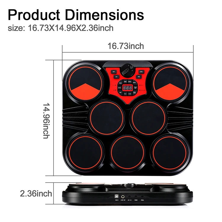 Portable 7-In1 Jazz Practice Pad Musical Instrument Racks Drums Set Full Set Drum