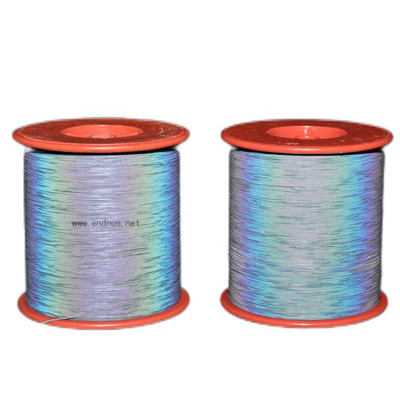 Wash Durability 0.25mm 0.5mm 1mm 100% Polyester Colorful Rainbow Double Side Reflective Yarn for Knitting