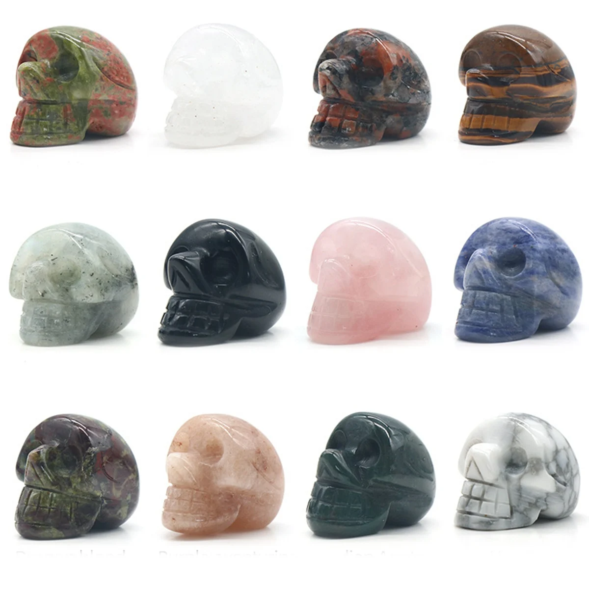 Natural Crystal Carving Dragon Blood Stone Small Size Skulls Fengshui Gemstone Crystal Crafts for Decoration Gifts