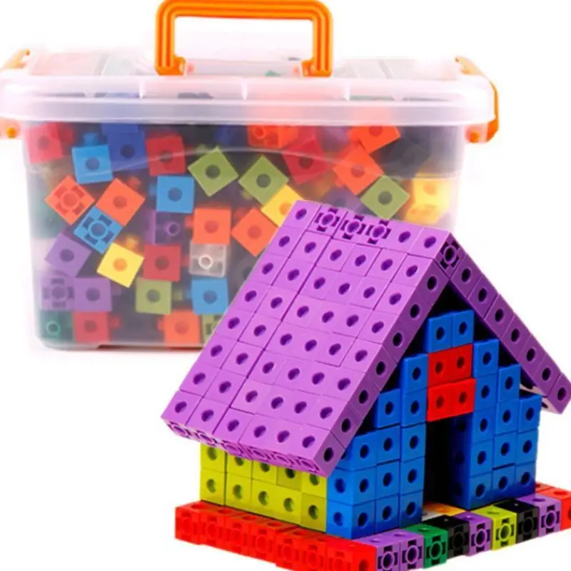 100Pcs 10 colors Multilink Linking Counting Cubes Snap Blocks Teaching Math Manipulative Kids Early Education Toy