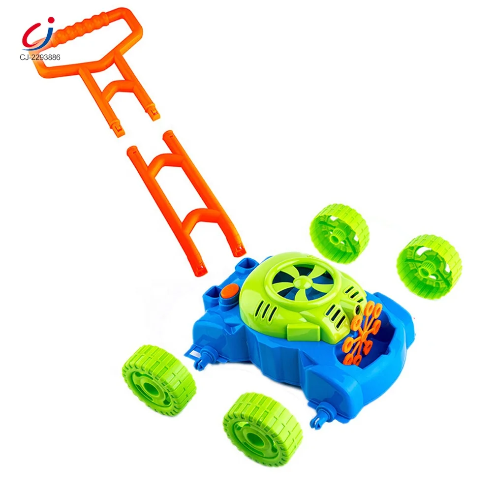 Chengji lawn mower bubble machine toy kids walker summer outdoor playing electric music blowing bubble lawn mower toddler toys