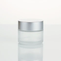 Empty glass jar with silver cover for stock Cream 50ml 100ml frosted empty glass frosting cans cosmetic packaging