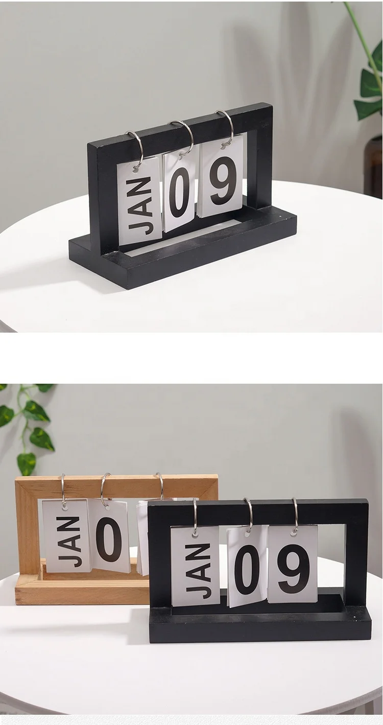 Simple Design Creative Wooden Desk Calendar Desk Office Decor Small Decorative Items Calendar Vintage Style Home Office Study