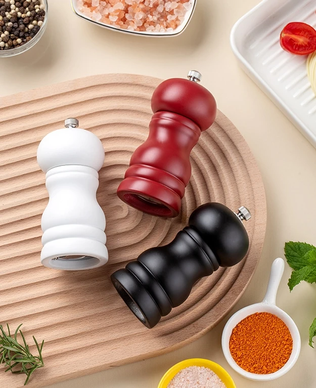 Custom Color Wood Pepper Grinder Manual Adjustable Wooden Salt Pepper Mill With Ceramic Core