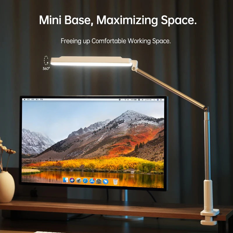 LED Desk lamp with Clamp Eye-Caring Clip on Lights for Home Office Swing Arm Architect Task Table Lamps
