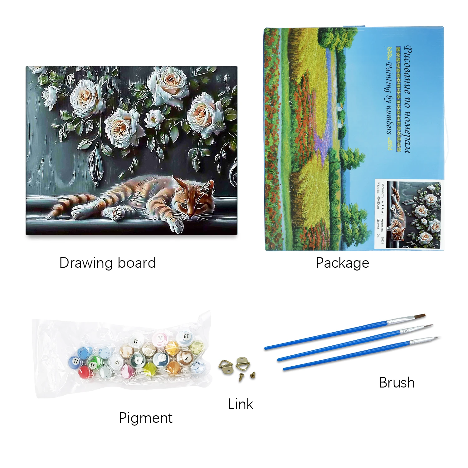 Factory Direct Oil Painting By Numbers Cat And Flower Wall Paint By Number Kit On Canvas For Living Room