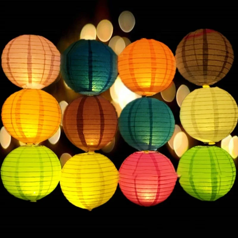 Colorful Chinese Round Lantern Decorative Lampshades Hanging Decorations paper lanterns for hanging for Party, Garden, Parties