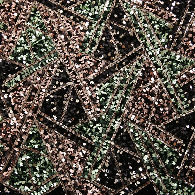 Design Polyester Luxury Shinny Wholesale Flannel Velvet Sequin Fabric Heavy Embroidered For Evening Party Dress