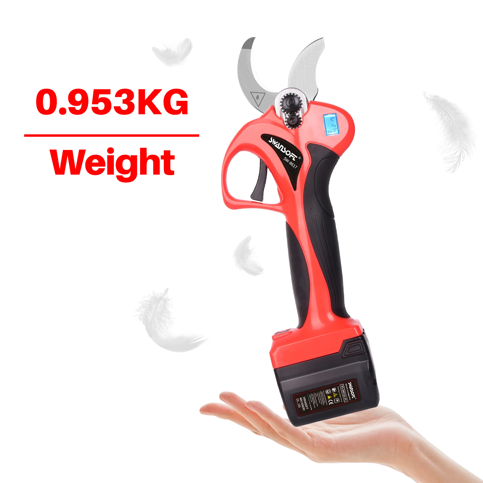 Cordless lithium electric branch scissors for household garden pruning cutter 0-40mm powered trees electric pruning shears