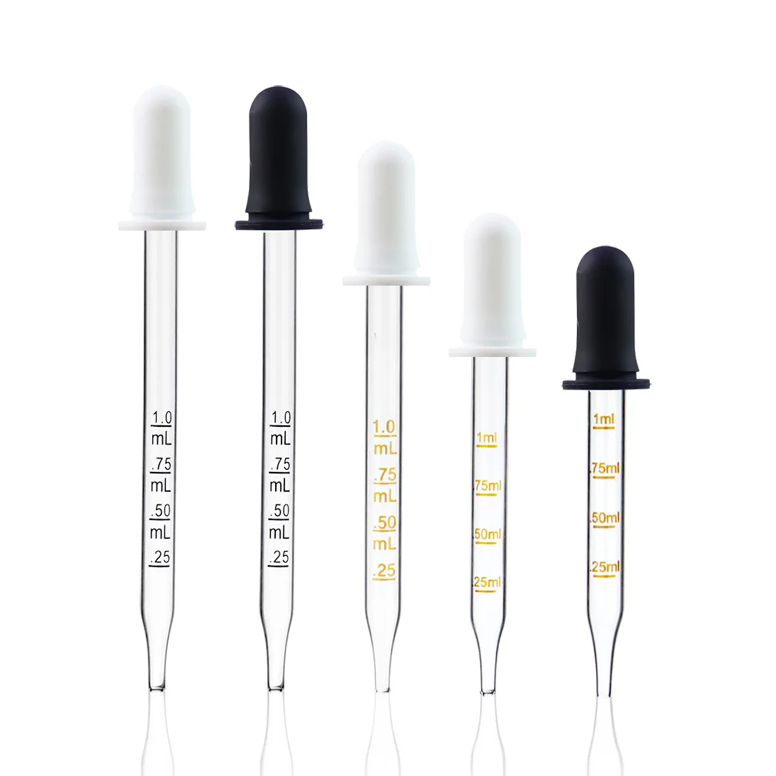 Droppers Clear Liquid Medicine Eye Dropper with Bulb Tip Silicone and glass Pipettes