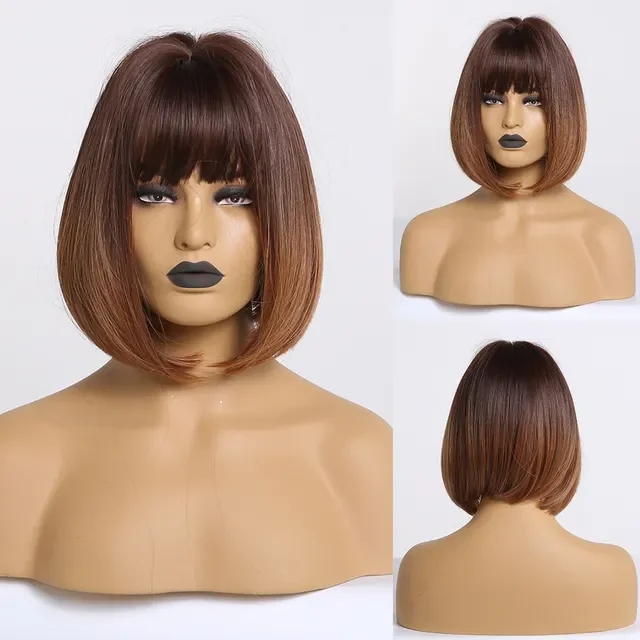 Hot Sale Full Lace Front Synthetic Wigs 613 Bob Ombre Brown Blonde Short Straight Women Daily Cosply Party Wigs