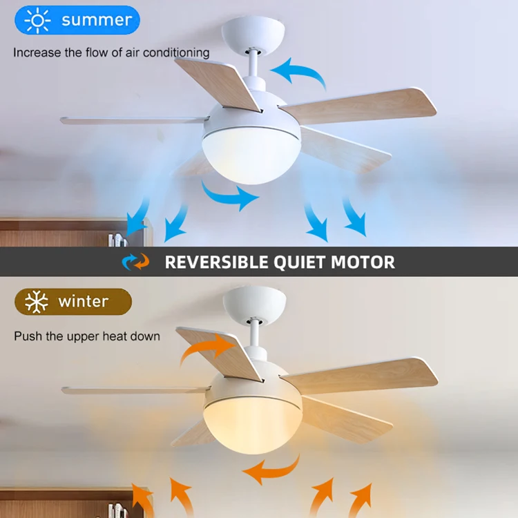 OEM ODM Smart Home Decorative Modern Remote App Dimmer Control 52 Inch Led Ceiling Fan With Light