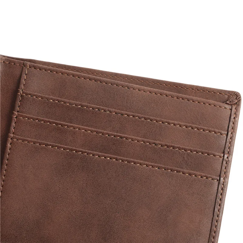 Custom Print Embossed Men Genuine Leather Brown Engraved Leather Creit Card Holder Gift Front Pocket Wallet