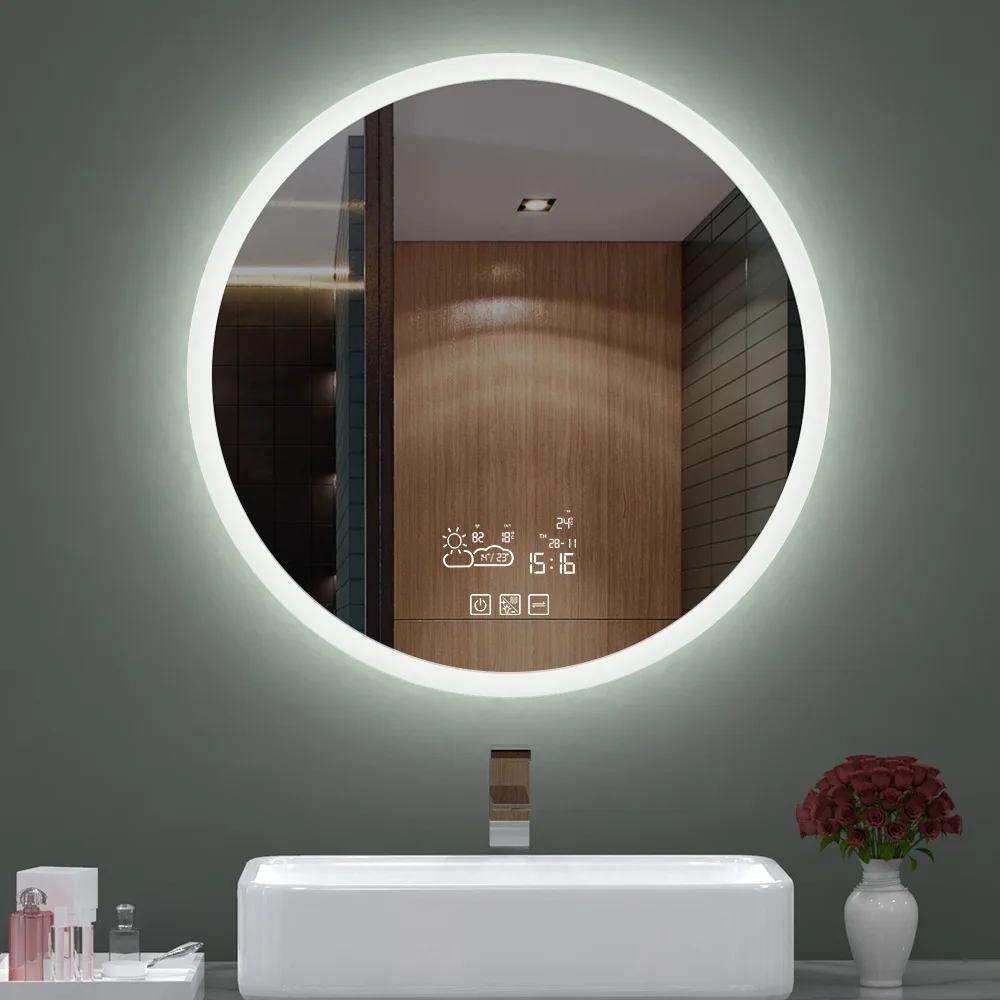 Современное круглое зеркало для ванной, барбершоп, умное зеркало с подсветкой, настенное зеркало для ванной