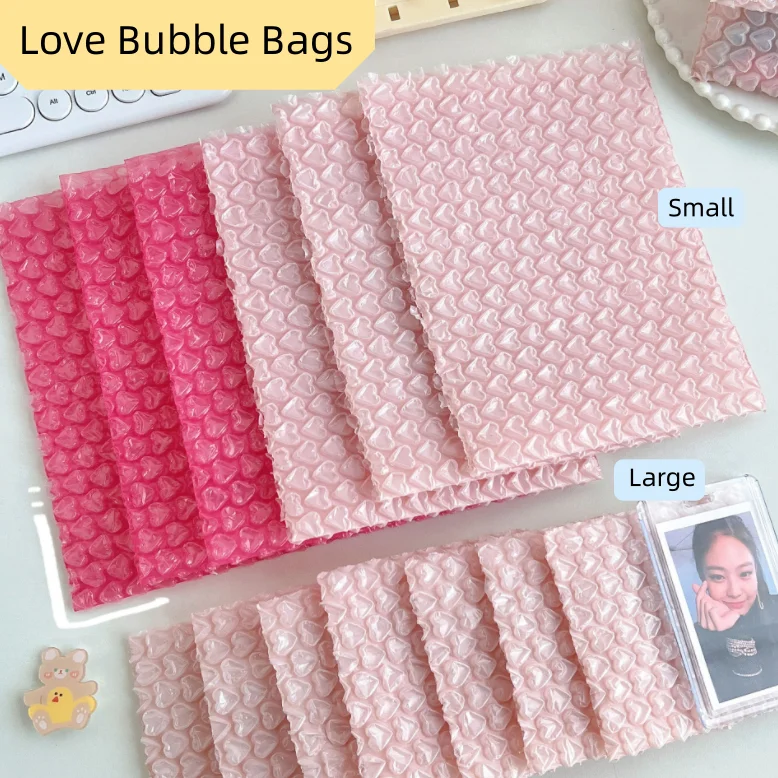Rose color heart-shaped thickened drop-proof express bubble film bags wholesale